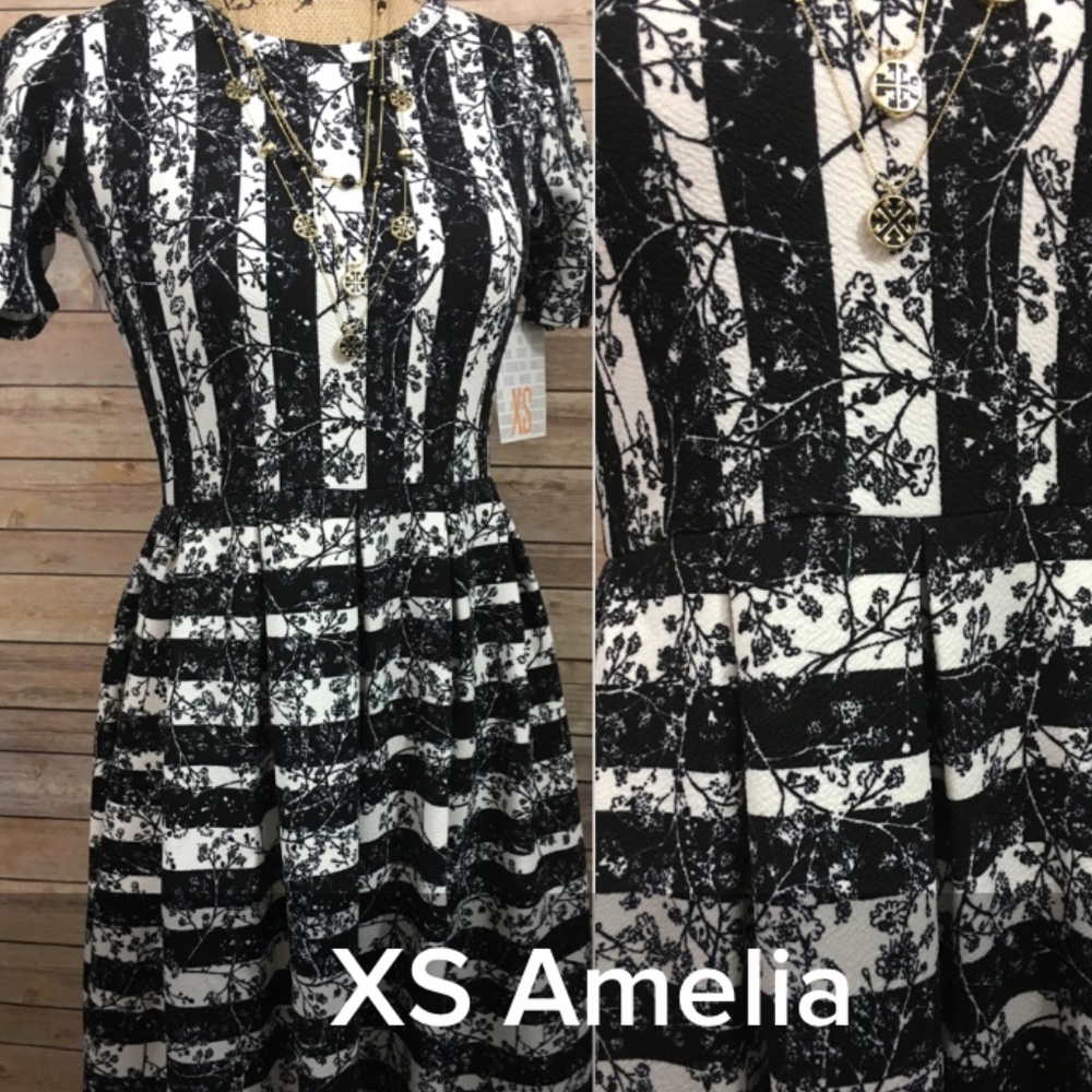 XS Amelia BW vintage stripe dress
